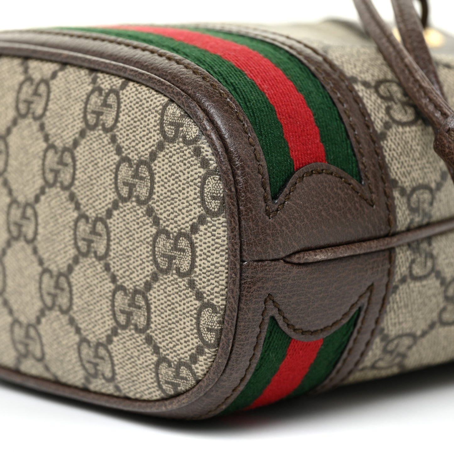 GG Supreme Monogram Web Mini Ophidia Bucket Bag Brown