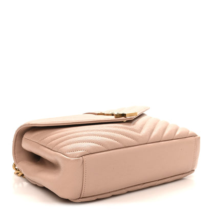 Saint Laurent Sheepskin Matelasse Chevron Monogram Medium College Bag Rose Poudre 4 of 10