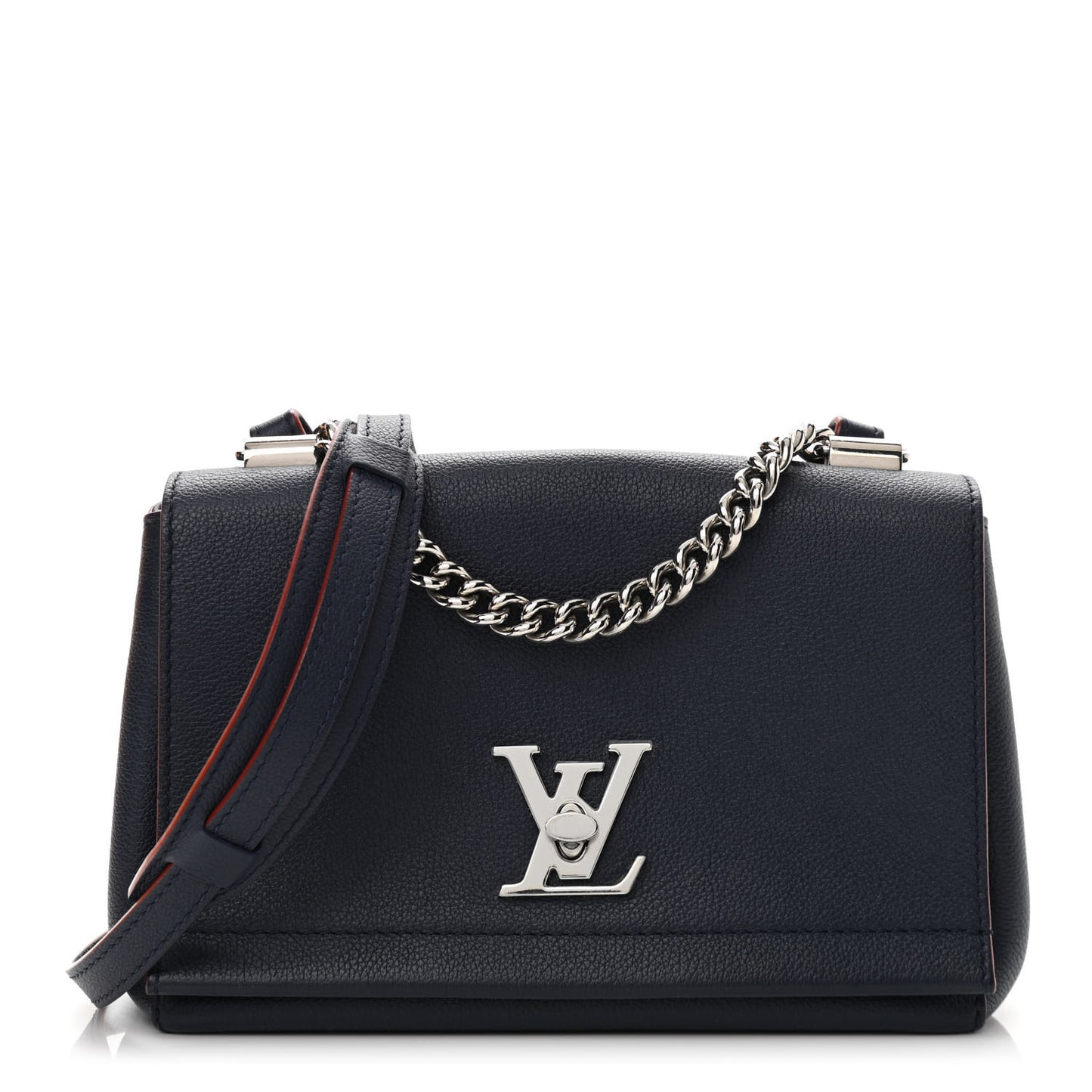 Calfskin Lockme II Chain Bag BB Marine Rouge