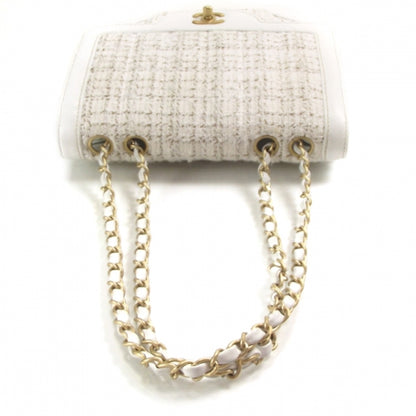 Chanel Vintage Tweed Flap Bag White 5 of 13