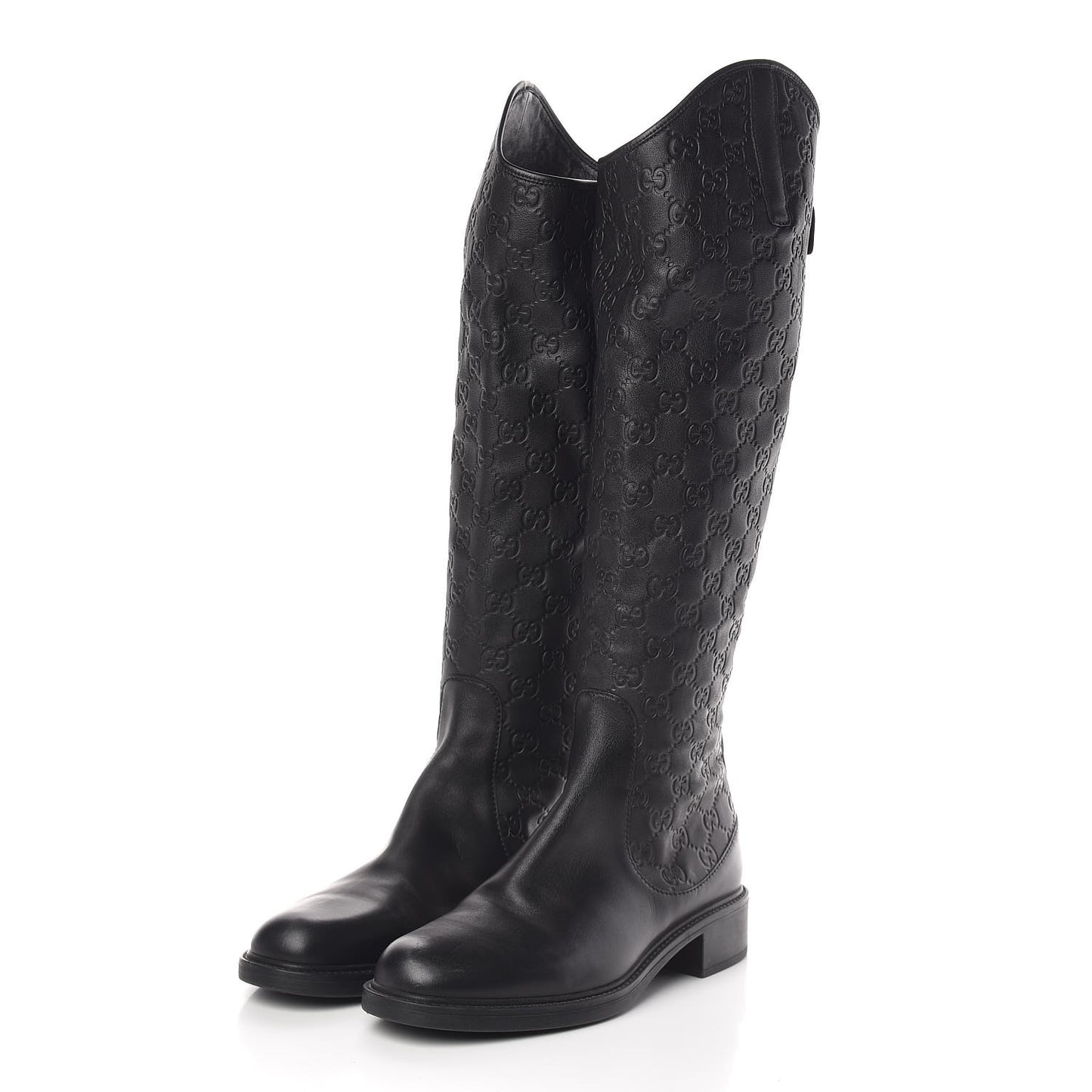 Guccissima Calfskin Miro Soft Knee High Riding Boots 39 Black