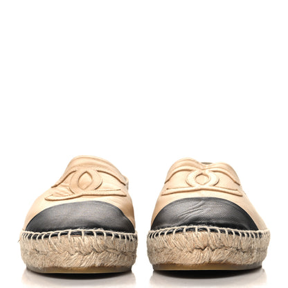 Chanel Lambskin CC Espadrilles 37 Beige Black 3 of 10