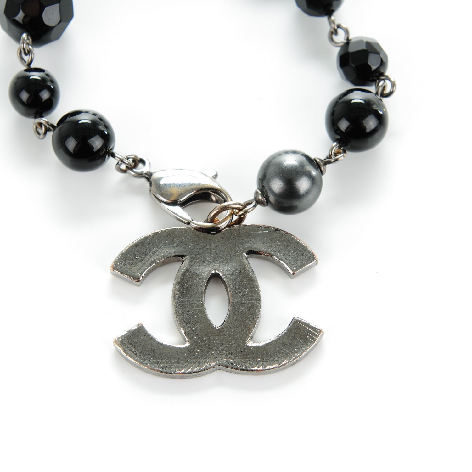 Chanel Ruthenium Beaded CC Bracelet Black 3 of 6