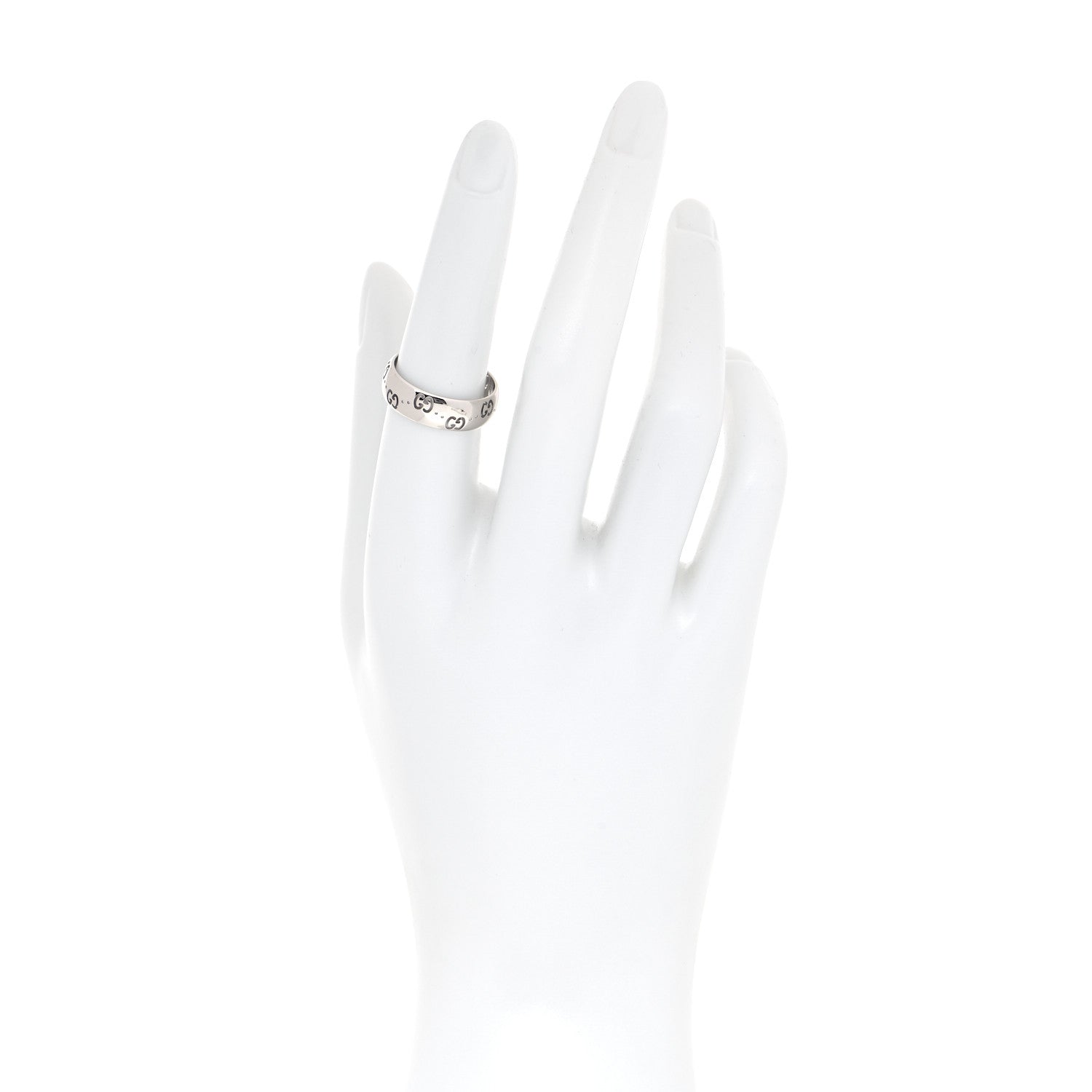 Gucci 18K White Gold 6mm Icon Band Ring 54 7 2 of 6