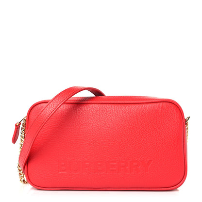 Burberry Calfskin Monogram Embossed Elongated Camera Bag Red 1 of 8