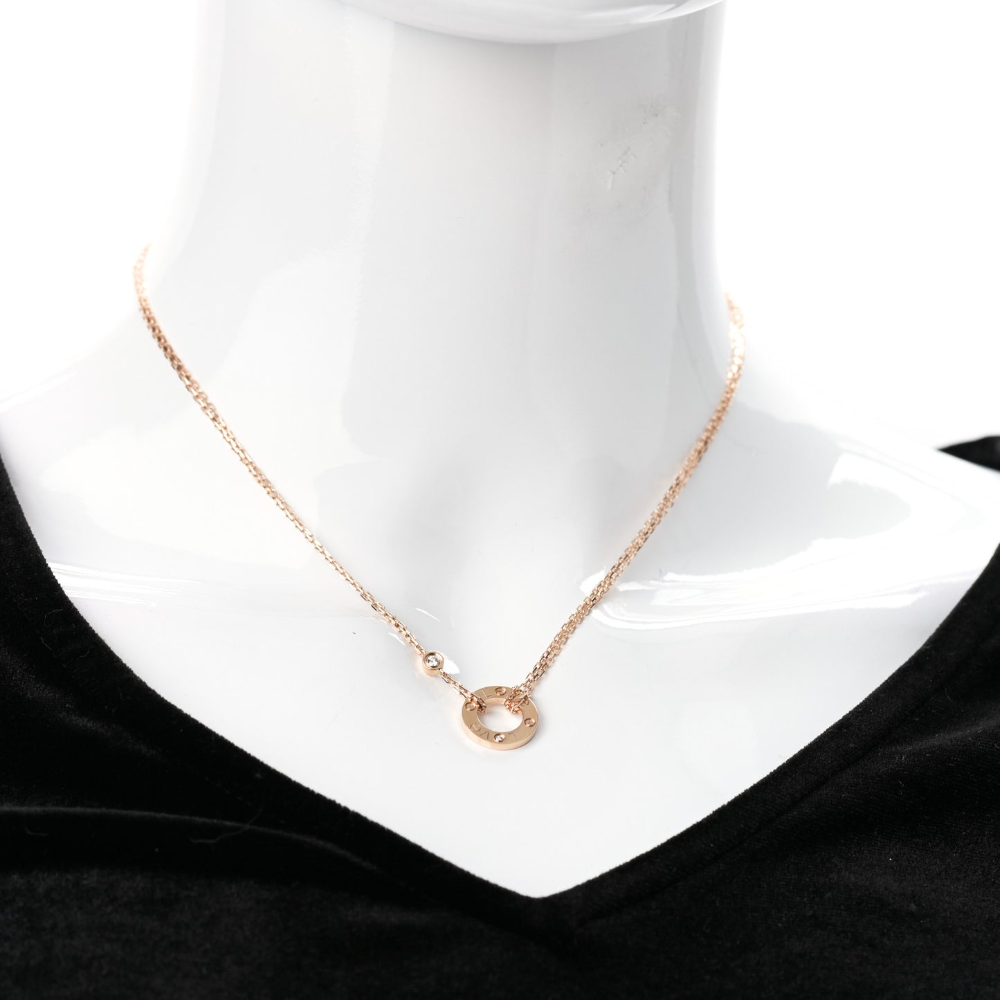 18K Pink Gold 2 Diamond LOVE Necklace