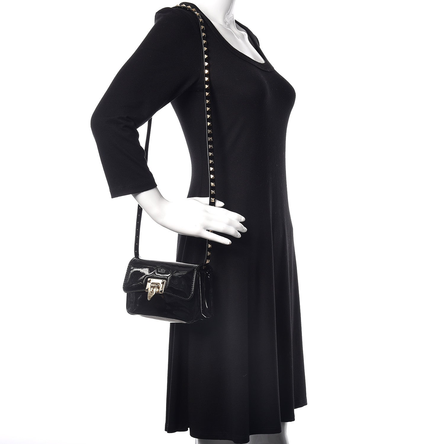 Valentino Garavani Patent Mini Rockstud Crossbody Bag Black 3 of 17