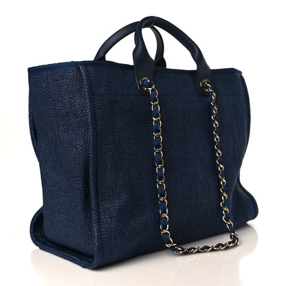 Chanel Woven Straw Raffia Medium Deauville Tote Navy 2 of 9
