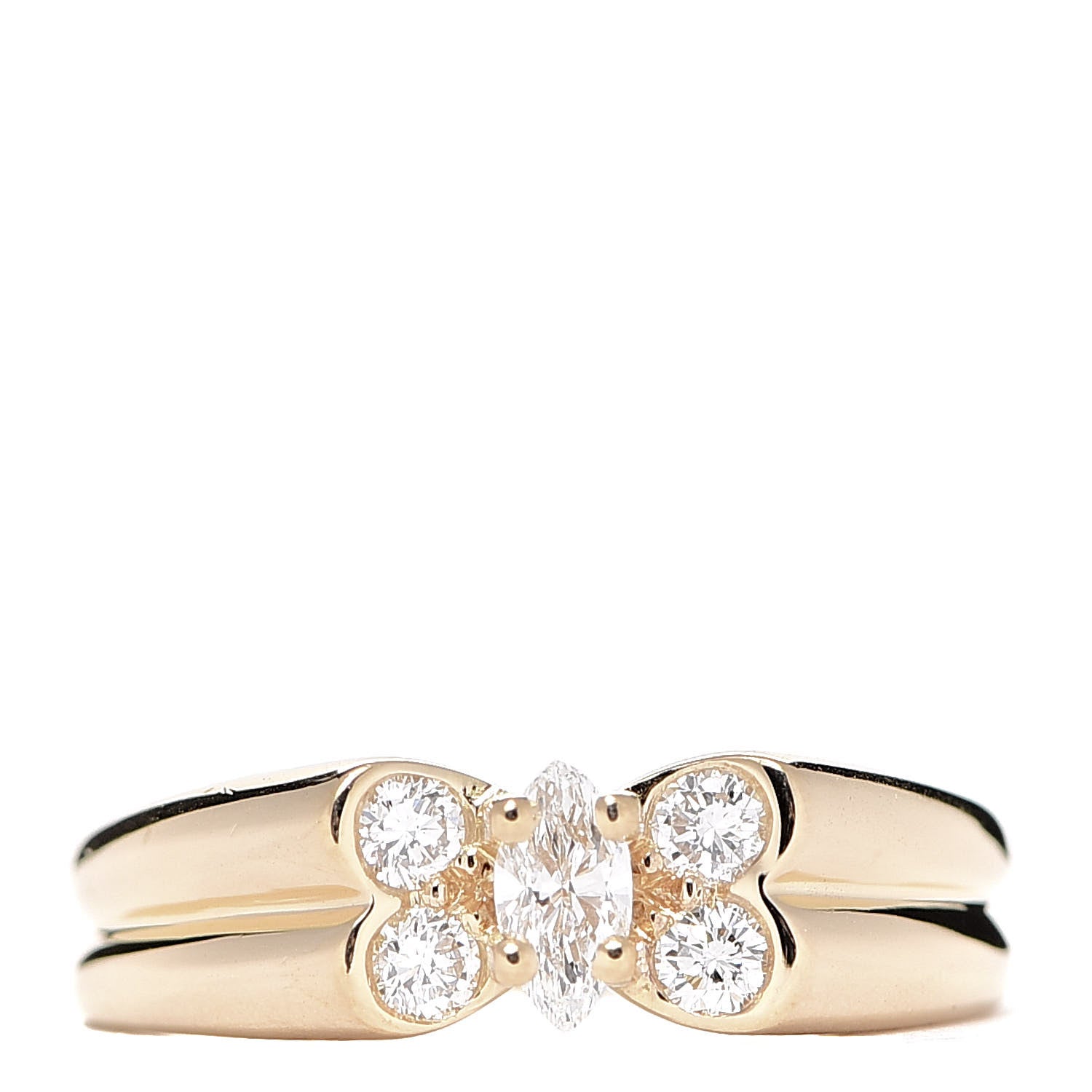 Van Cleef & Arpels 18K Yellow Gold Diamond Butterfly Ring 49 4.75 1 of 6