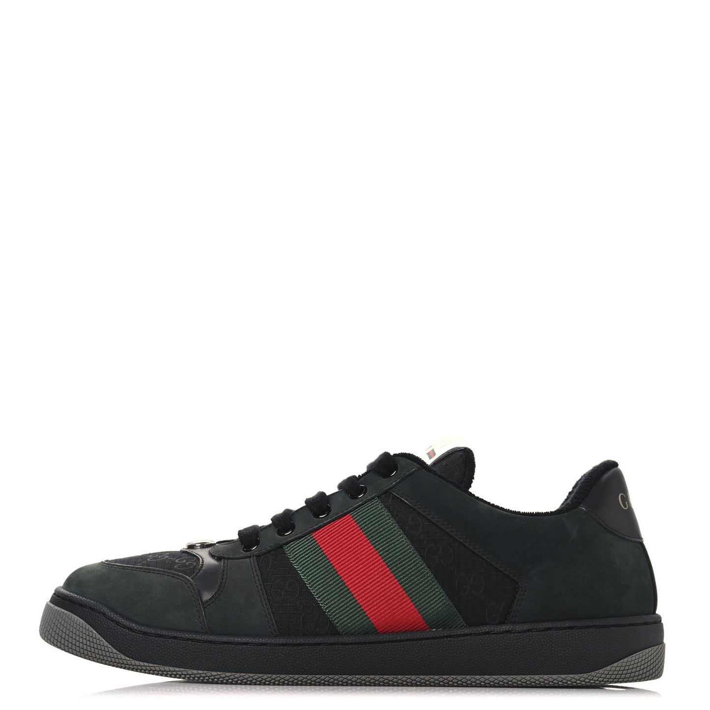 Calfskin Nylon GG Monogram Calfskin Web Mens Screener Sneakers 8 Black