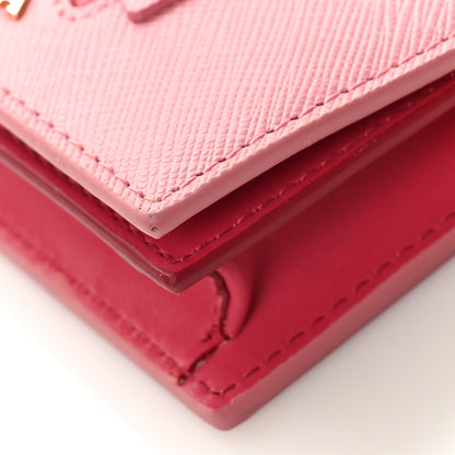 Prada Saffiano Metal Business Card Holder Petalo Peonia 8 of 9