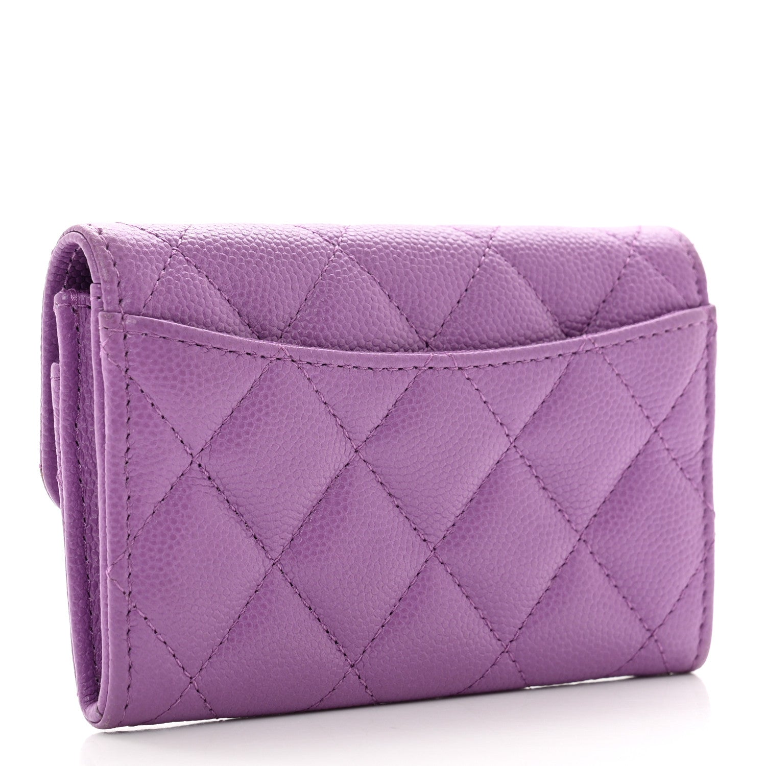Chanel Caviar Quilted Flap Card Holder Wallet Purple 3 of 10