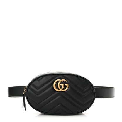 Gucci Calfskin Matelasse GG Marmont Belt Bag 85 34 Black 1 of 11