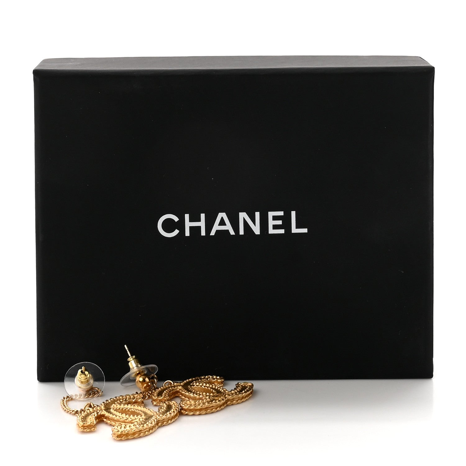 Chanel CC Drop Earrings Matte Gold 5 of 5
