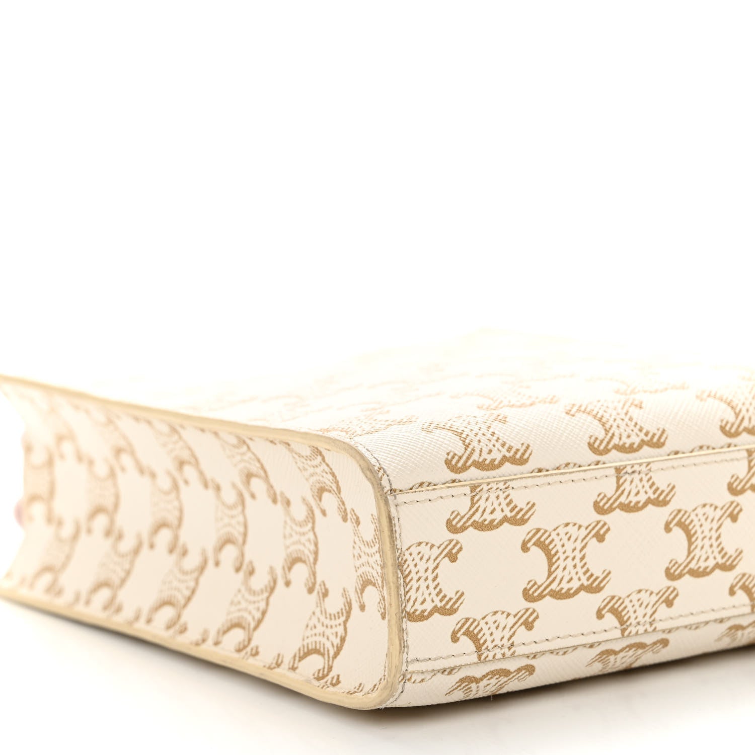 Celine Triomphe Canvas Calfskin Mini Vertical Cabas White 7 of 8