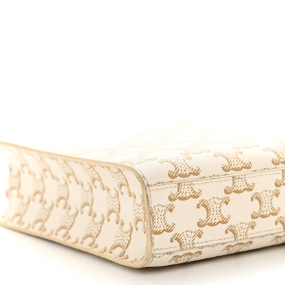 Celine Triomphe Canvas Calfskin Mini Vertical Cabas White 7 of 8