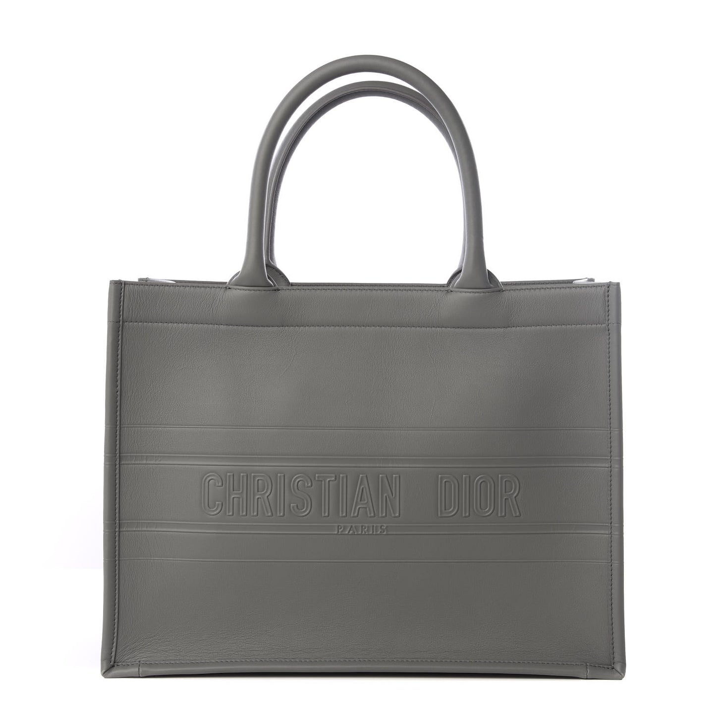 Calfskin Embossed Medium Book Tote Grey