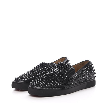 Christian Louboutin Patent Spikes Mens Galactokai Flat 44 Black Lucido 3 of 14