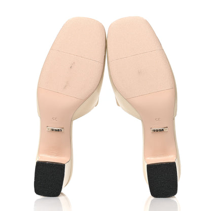 Gucci Malaga Kid Crystal Square G Madelyn Mules 35 Vintage White 5 of 7
