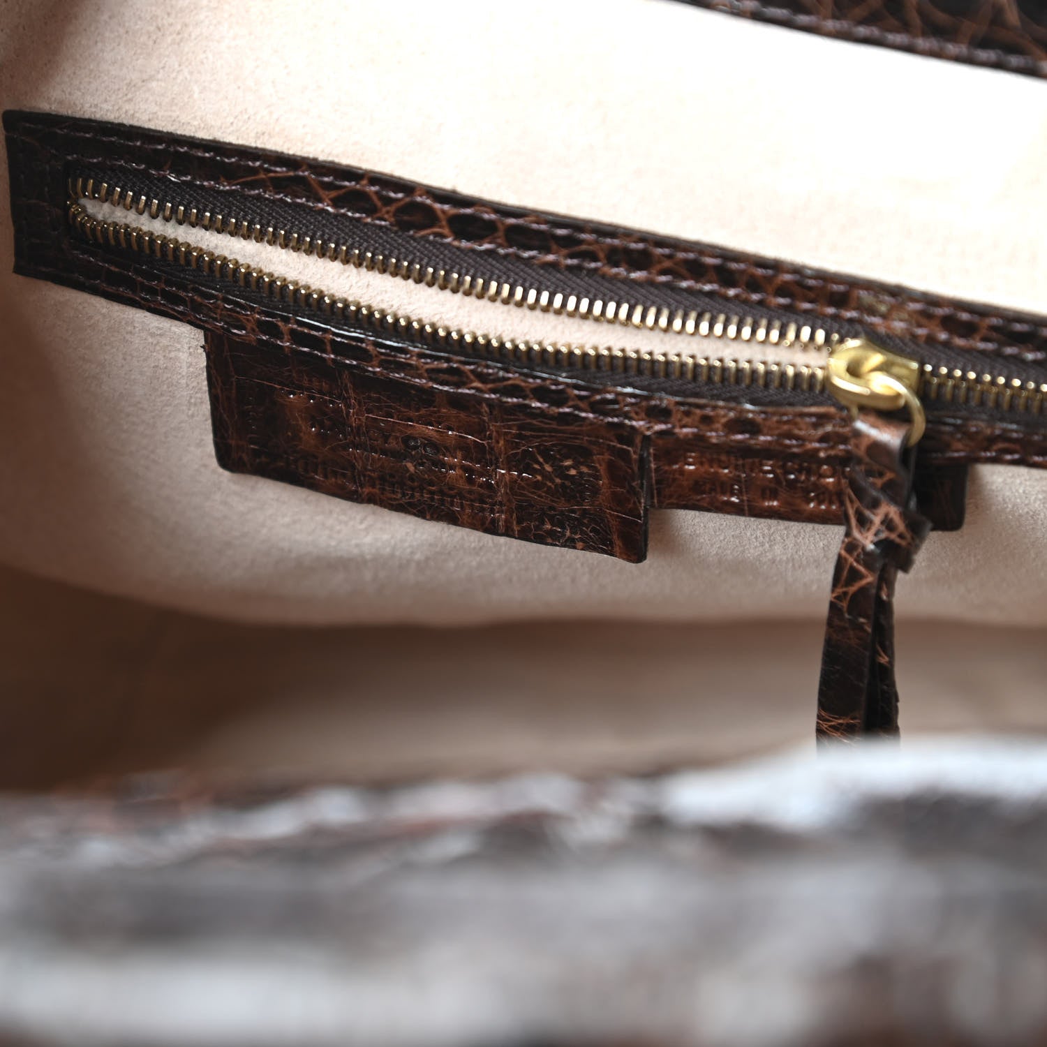 Nancy Gonzalez Crocodile Woven Suede Tote Chocolate 8 of 9