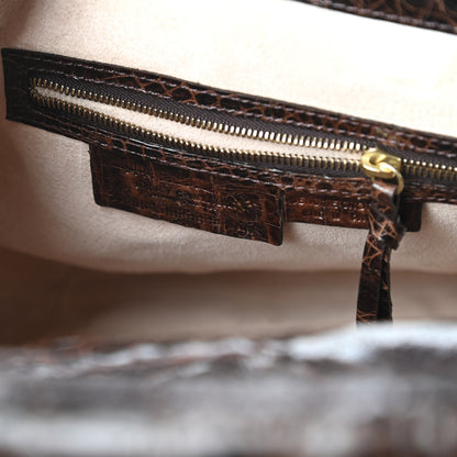 Nancy Gonzalez Crocodile Woven Suede Tote Chocolate 8 of 9