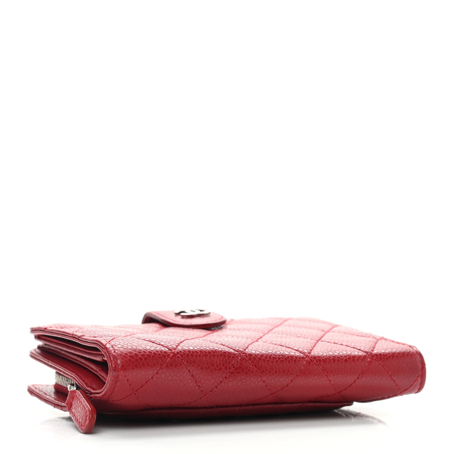 Chanel Caviar Quilted Zipped Pocket Wallet Red 4 of 10