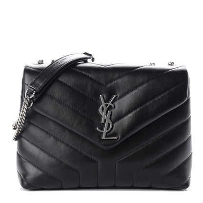 Saint Laurent Calfskin Y Quilted Monogram Small Loulou Chain Satchel Black 1 of 9