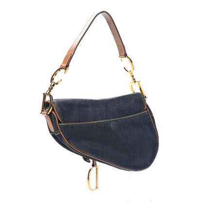 Christian Dior Denim Calfskin Saddle Bag Blue 3 of 9