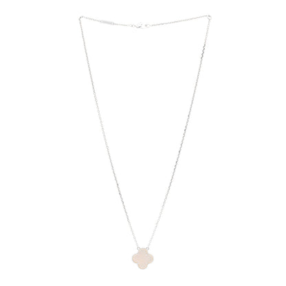 Van Cleef & Arpels 18K White Gold Mother of Pearl Vintage Alhambra Pendant Necklace 3 of 5