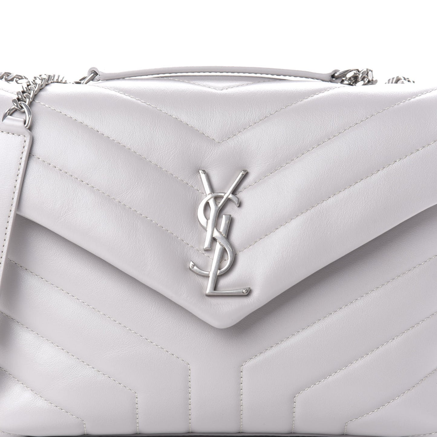Calfskin Y Quilted Monogram Small Loulou Chain Satchel Granite
