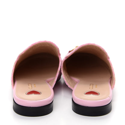 Gucci Lace Malaga Kid Womens Princetown Slippers 36.5 Sugar Pink Skin Rose 7 of 10