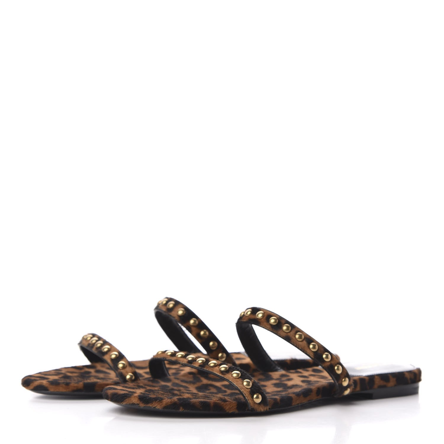 Saint Laurent Calf Hair Embellished Kiki Sandals 38.5 Leopard 2 of 8