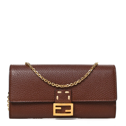 Fendi Vitello Stampa Granata Macro Stitchings Continental Wallet On Chain Ghianda 1 of 8