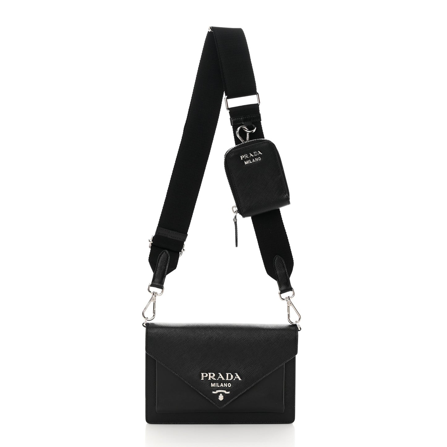 Saffiano City Calf Mini Envelope Bag Black