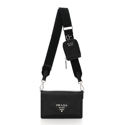 Prada Saffiano City Calf Mini Envelope Bag Black 3 of 14