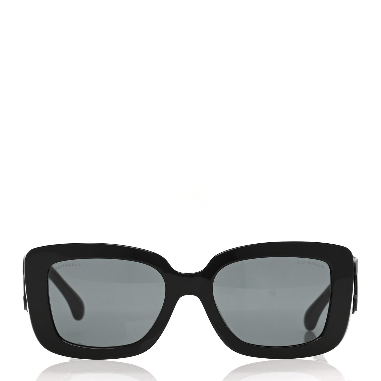 Acetate Calfskin Polarized Square Sunglasses 5473-Q-A Black