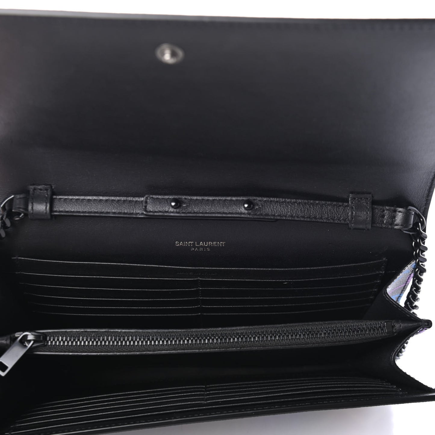 Grain De Poudre Medium Classic Monogram Multicolor Graphic Print Chain Wallet Black
