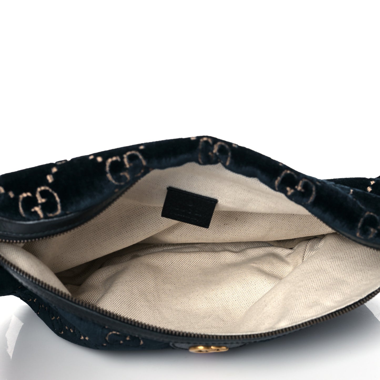 Velvet GG Monogram Web Belt Bag Blue Beige