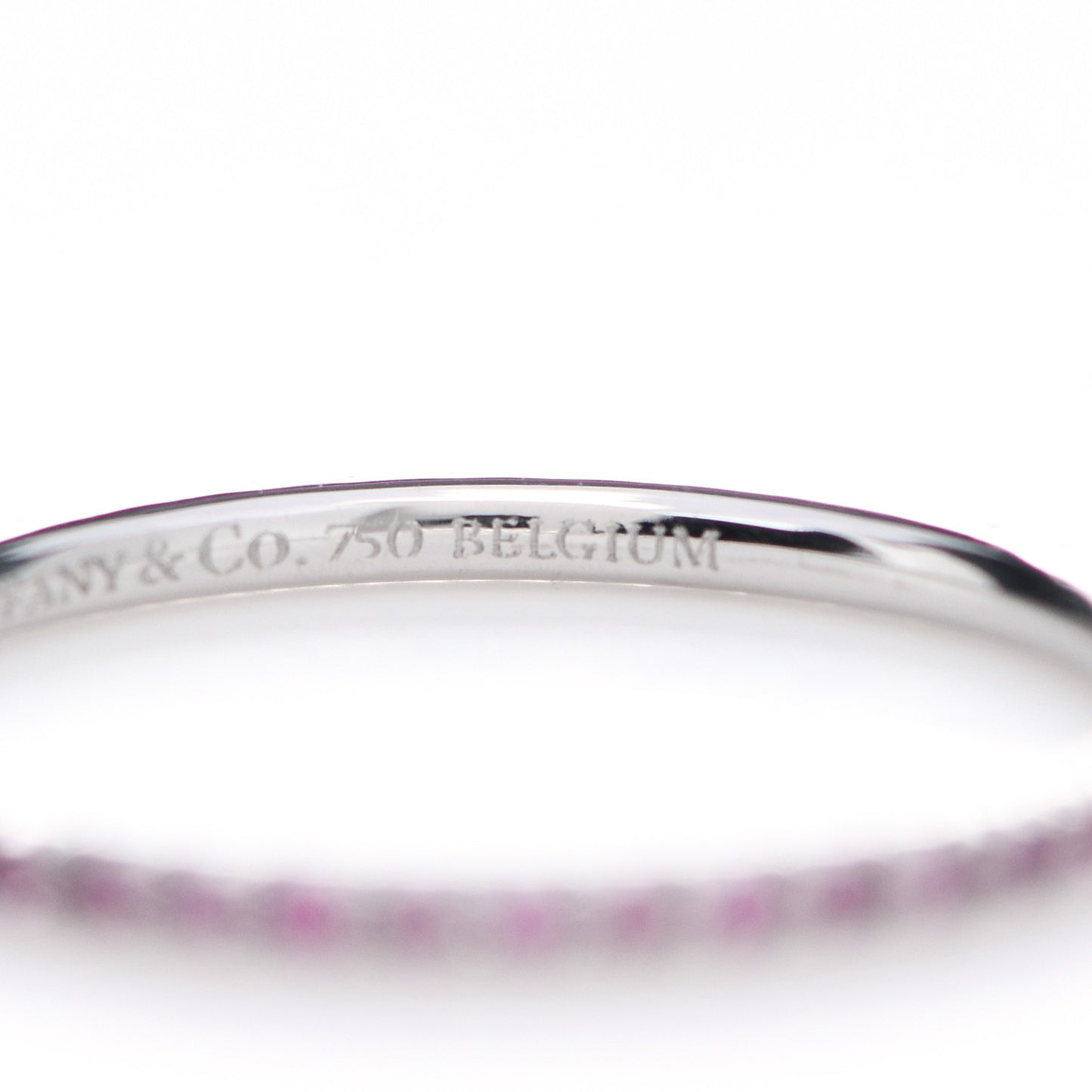 18K White Gold Pink Sapphire Metro Ring 53 6.5