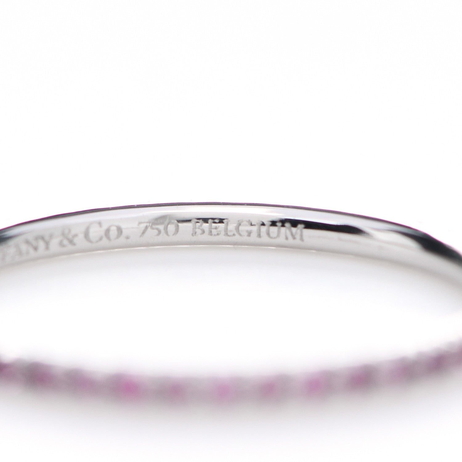 Tiffany 18K White Gold Pink Sapphire Metro Ring 53 6.5 5 of 5