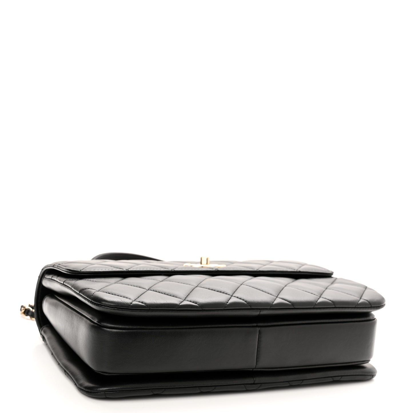 Lambskin Quilted Medium Trendy CC Flap Dual Handle Bag Black