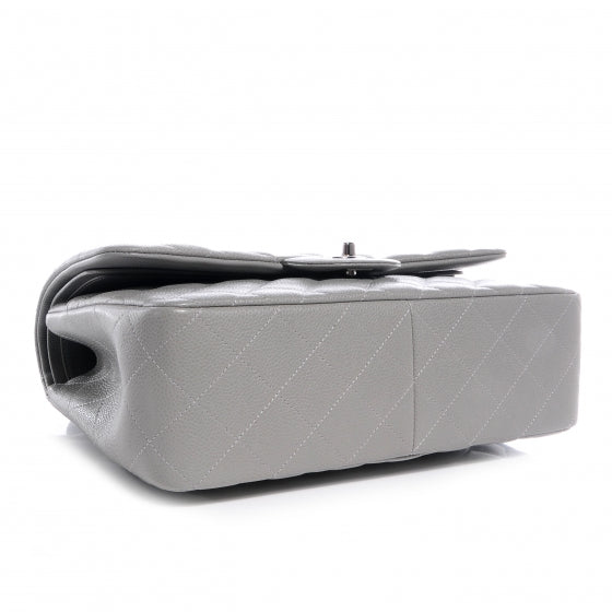 Caviar Jumbo Double Flap Grey
