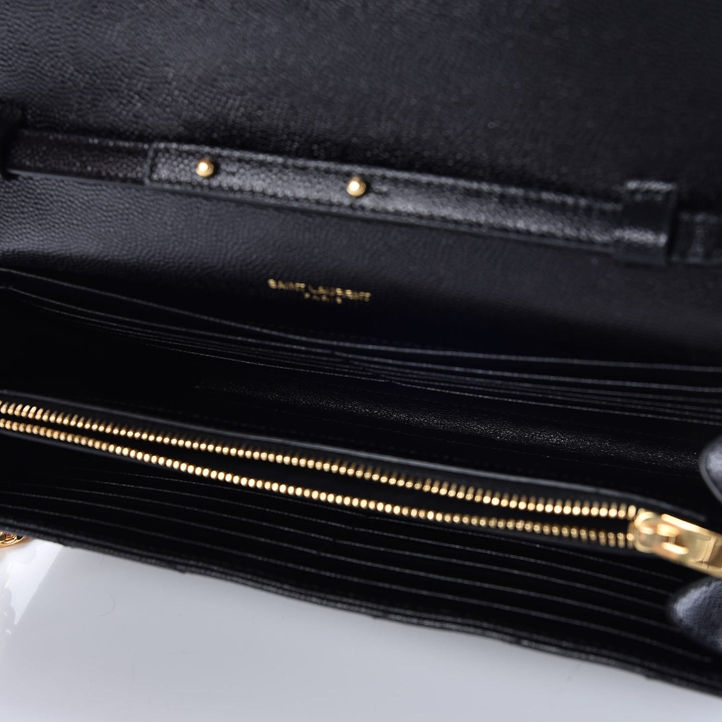 Grain De Poudre Matelasse Chevron Monogram Chain Wallet Black