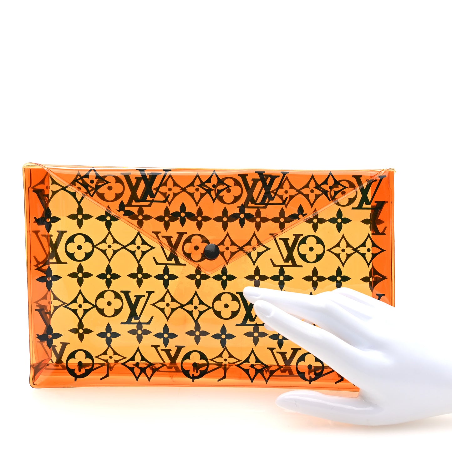 PVC Monogram Printed Envelope Pouch Orange