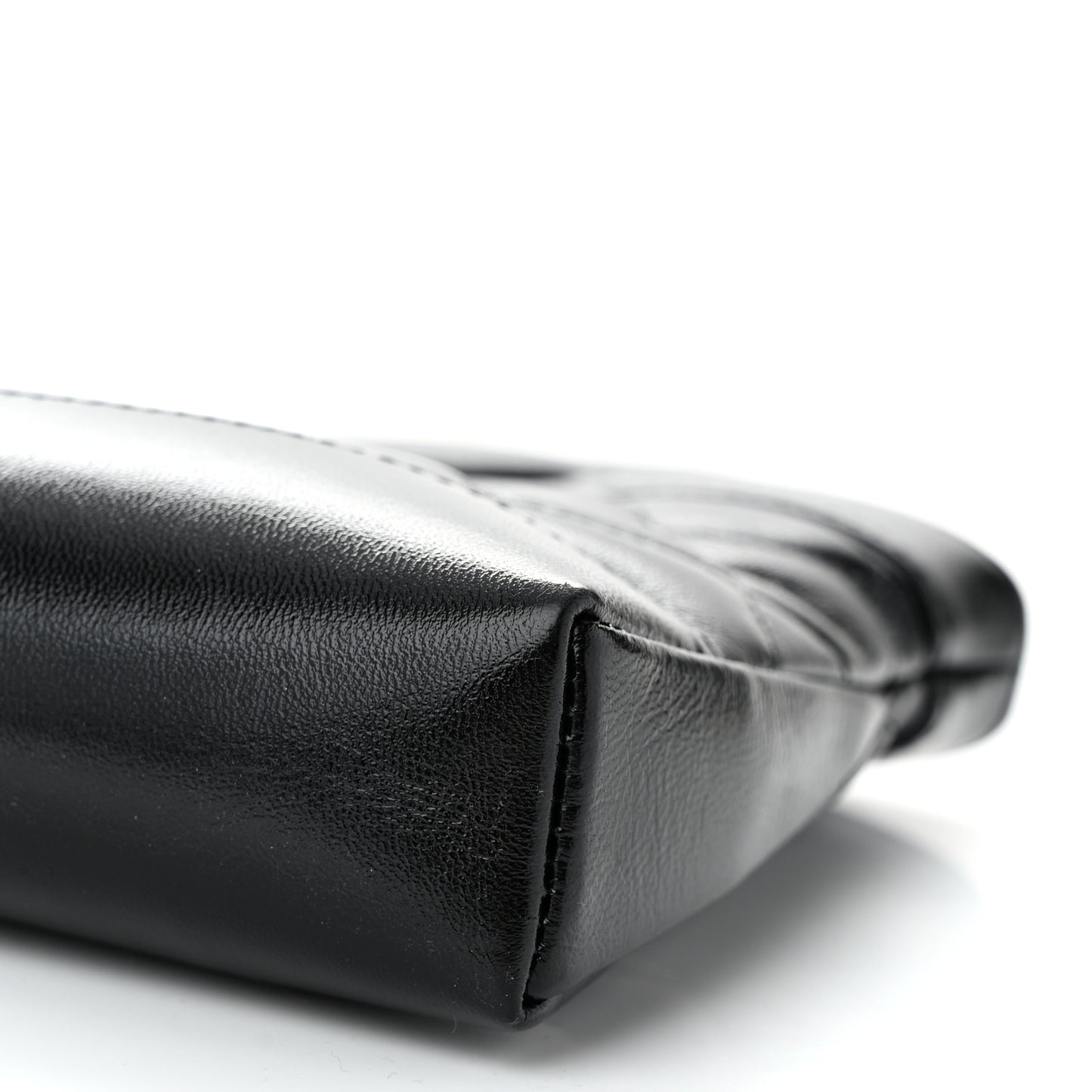 Shiny Crumpled Calfskin Quilted Nano 31 Shopping Bag Black