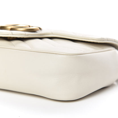Gucci Calfskin Matelasse Super Mini GG Marmont Shoulder Bag White 9 of 10