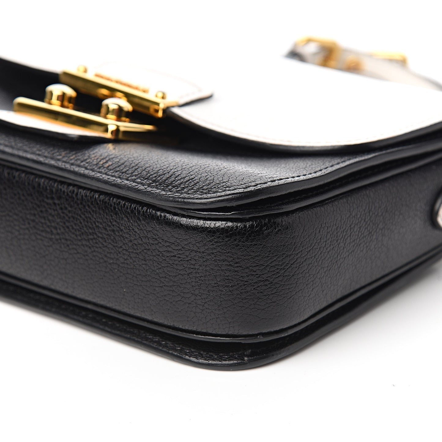 Goatskin Madras Shoulder Bag Black White