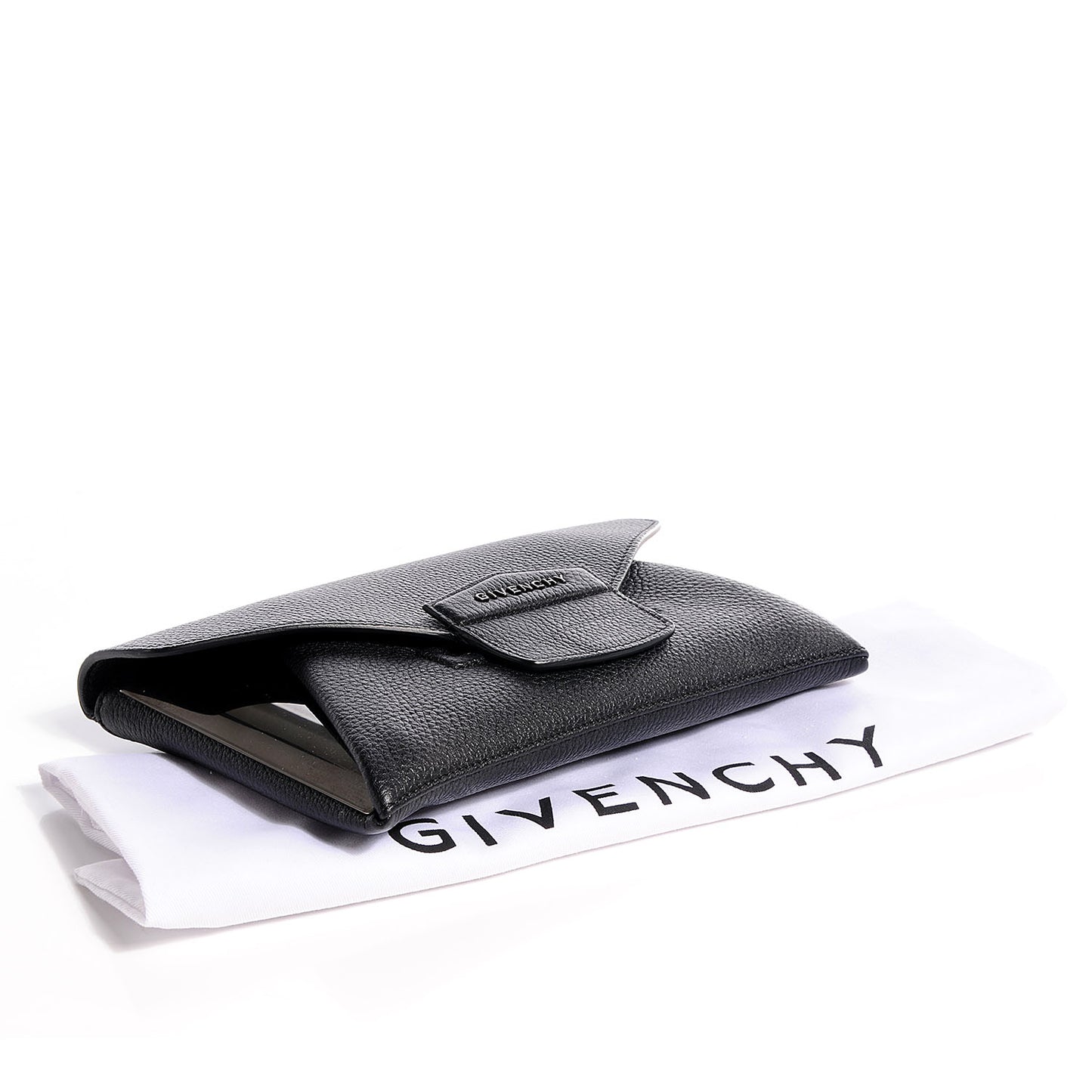 Grained Calfskin Small Antigona Envelope Clutch Black