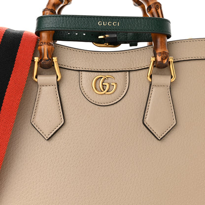 Gucci Textured Dollar Calfskin Web Small Diana Tote Bag Oatmeal Vintage Green 8 of 10