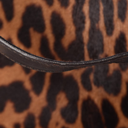 Saint Laurent Calfskin Leopard Print Pony Hair Medium Downtown Tote Dark Brown 14 of 18